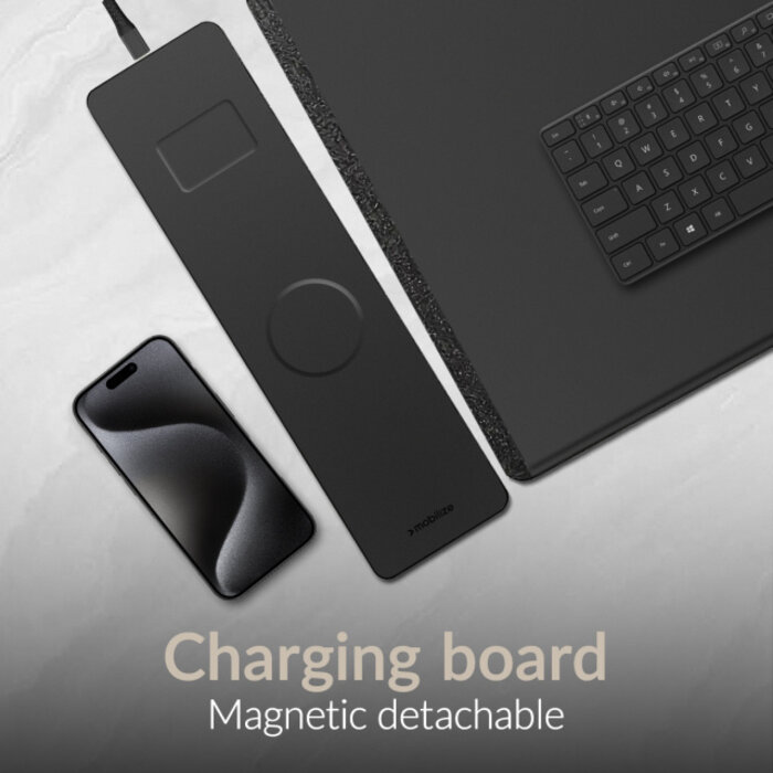 Mobilize Mobilize PU Leather Desk Mat with Magnetic Wireless Charger 15W Black