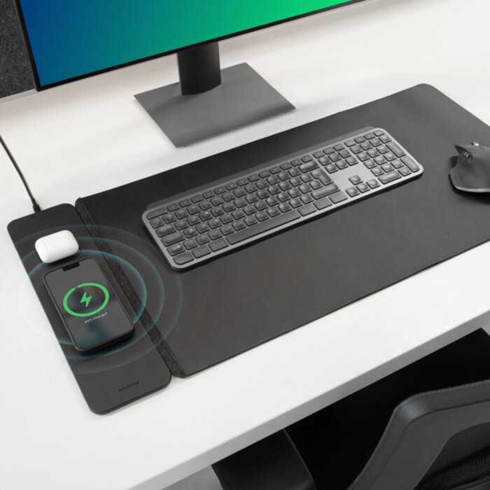 Mobilize Mobilize PU Leather Desk Mat with Magnetic Wireless Charger 15W Black