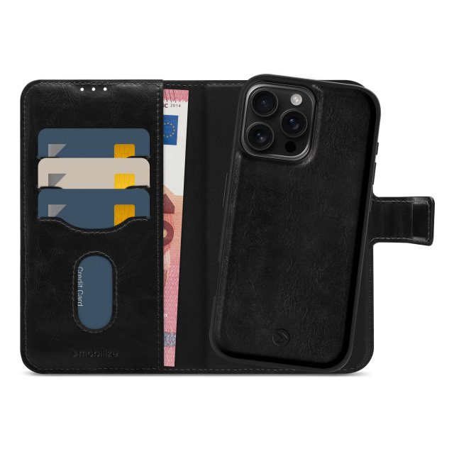 Mobilize Mobilize 2in1 MagSafe Wallet Case Apple iPhone 16 Pro Max - Zwart