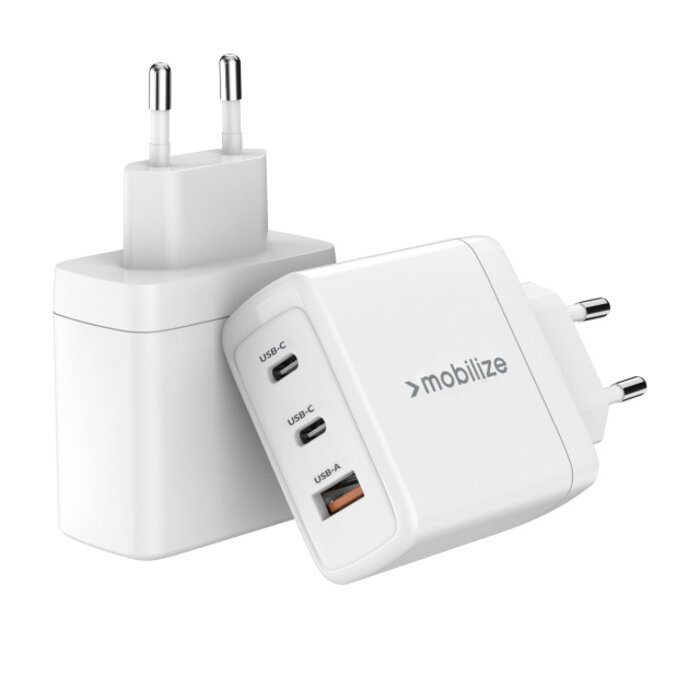 Mobilize Mobilize Wall Charger 2x USB-C + 1x USB GaN 65W with PD/PPS White