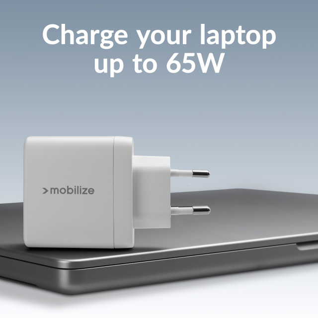 Mobilize Mobilize GaN Snellader 65W - 2x USB-C & 1x USB-A met PD/PPS - Wit