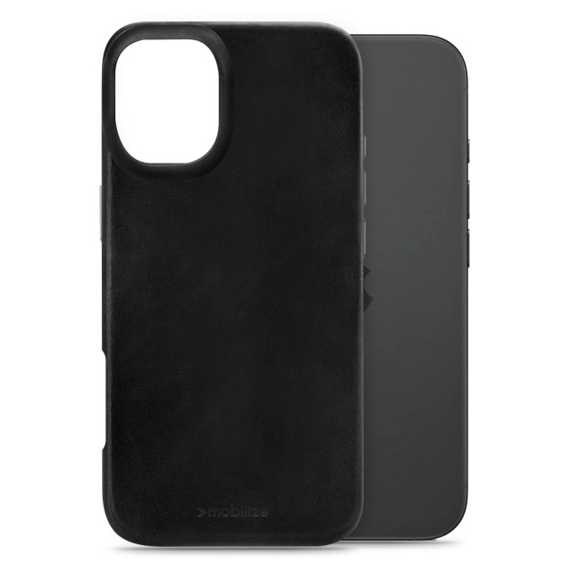 Mobilize Mobilize MagSafe Premium Leren Backcover Apple iPhone 16 - Zwart