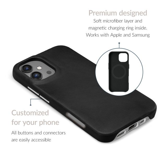 Mobilize Mobilize MagSafe Premium Leren Backcover Apple iPhone 16 - Zwart