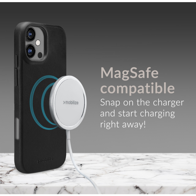 Mobilize Mobilize MagSafe Premium Leren Hoesje Apple iPhone 16 Plus Zwart