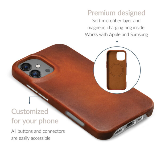 Mobilize Mobilize Magsafe Compatible Premium Leather Case Apple iPhone 16 Plus Burned Cognac