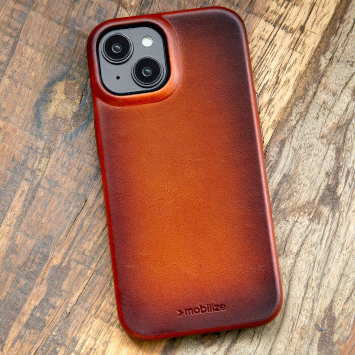 Mobilize Mobilize Magsafe Compatible Premium Leather Case Apple iPhone 16 Plus Burned Cognac