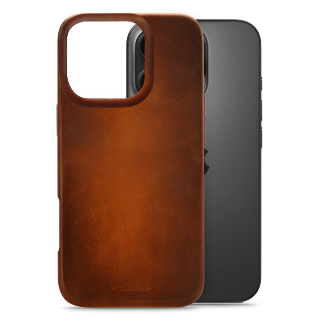 Mobilize Mobilize MagSafe Premium Leather Case Apple iPhone 16 Pro - Burned Cognac