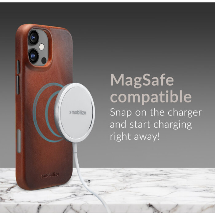 Mobilize Mobilize Magsafe Compatible Premium Leather Case Apple iPhone 16 Pro Burned Cognac