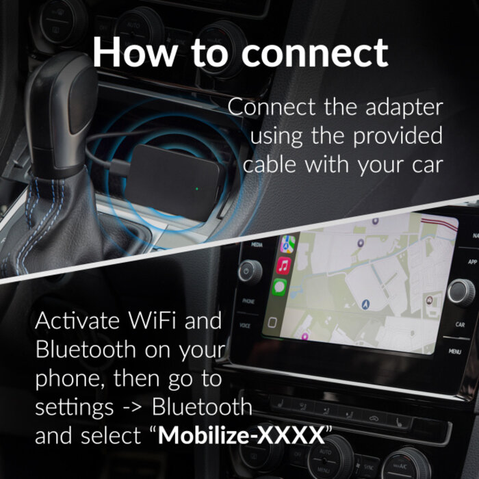 Mobilize Mobilize Adapter for Wireless Apple Carplay/Android Auto Black