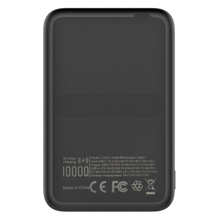 Mobilize Mobilize Magnetische MagSafe Powerbank 10000mAh 15W met Stand Zwart