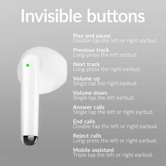 Mobilize Mobilize TWS Earbuds White - Draadloze In-Ear Oordopjes met Oplaadcase