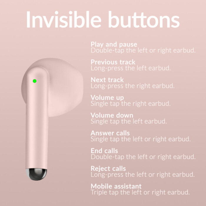 Mobilize Mobilize TWS Earbuds - Draadloze In-Ear Oordopjes - Pastel Pink