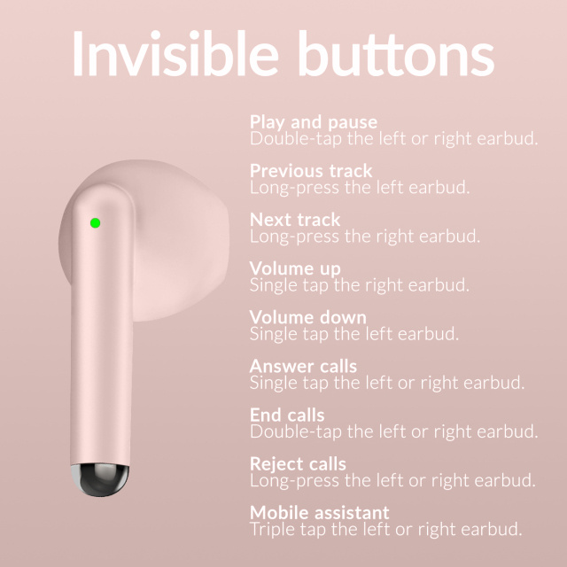 Mobilize Mobilize TWS Earbuds - Draadloze In-Ear Oordopjes - Pastel Pink