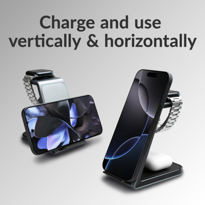 Mobilize Mobilize 3in1 Aluminium Wireless Charger Station 15W