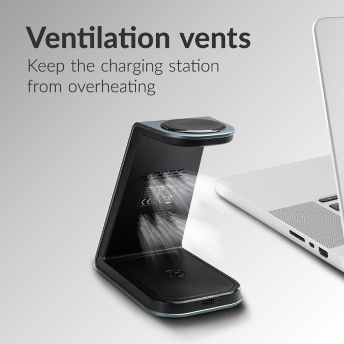 Mobilize Mobilize 3in1 Aluminium Wireless Charger Station 15W