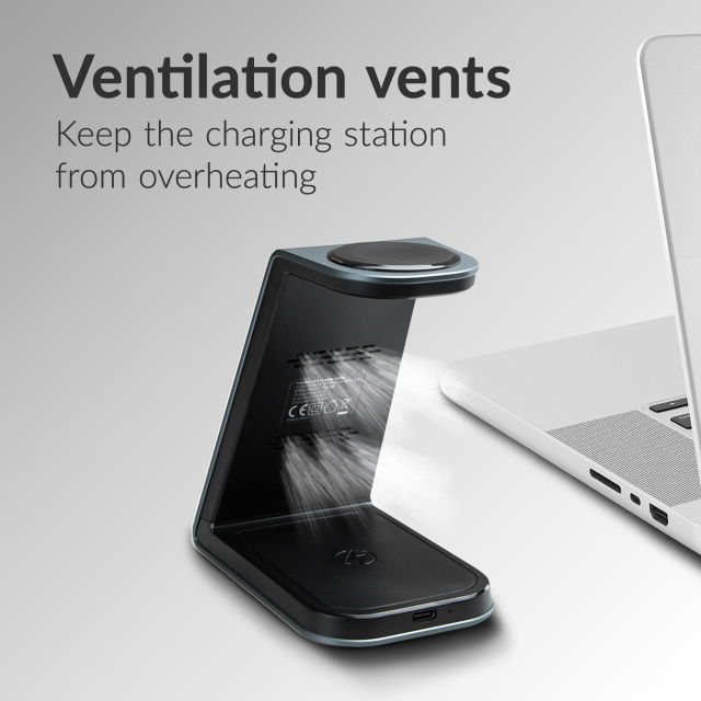 Mobilize Mobilize 3in1 Aluminium Wireless Charger Station 15W