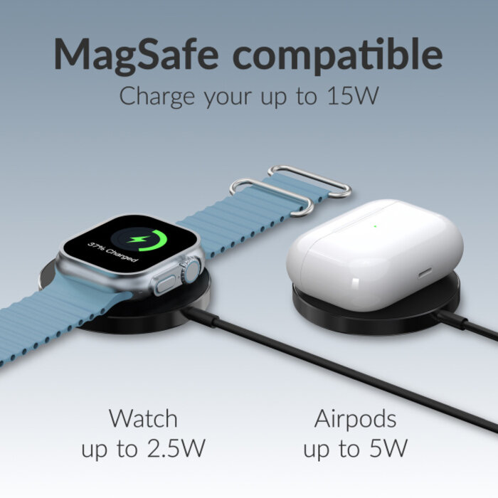 Mobilize Mobilize 3-in-1 Magnetische Draadloze Oplader 15W MagSafe - Zwart
