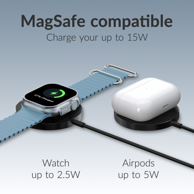 Mobilize Mobilize 3-in-1 Magnetische Draadloze Oplader 15W MagSafe - Zwart