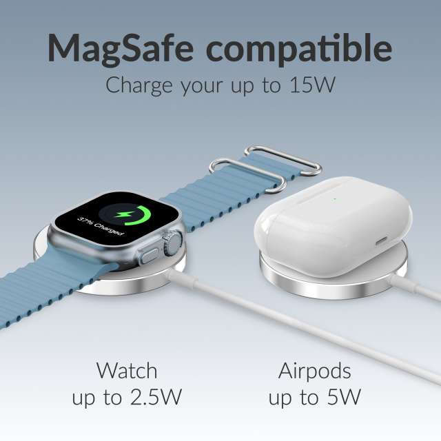 Mobilize Mobilize 3-in-1 Magnetisch Draadloos Laadstation MagSafe 15W - Wit, foto 3 van 6