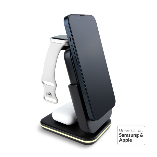 Mobilize Mobilize 4-in-1 Draadloos Laadstation met 5000mAh Powerbank - Zwart