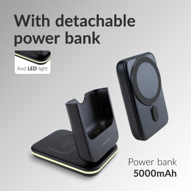 Mobilize Mobilize 4-in-1 Draadloos Laadstation met 5000mAh Powerbank - Zwart