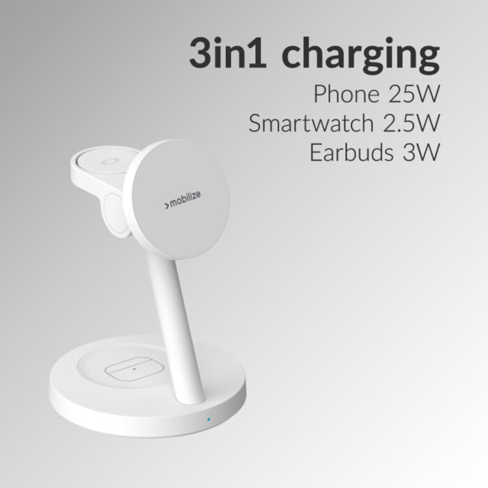 Mobilize Mobilize 3-in-1 Charger Station MagSafe & Qi2 25W Wit