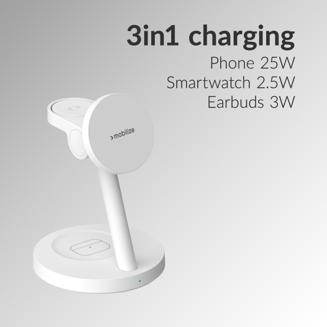 Mobilize Mobilize 3-in-1 Charger Station MagSafe & Qi2 25W Wit