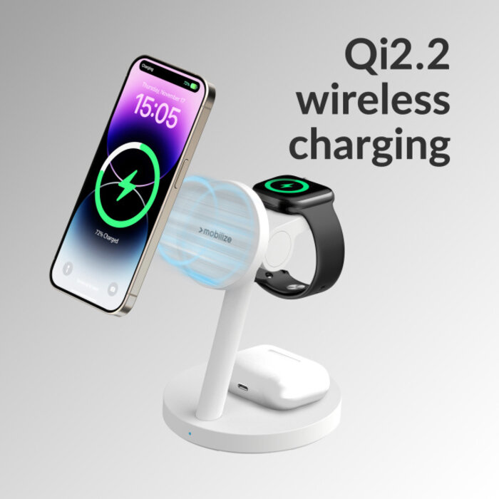 Mobilize Mobilize 3-in-1 Charger Station MagSafe & Qi2 25W Wit