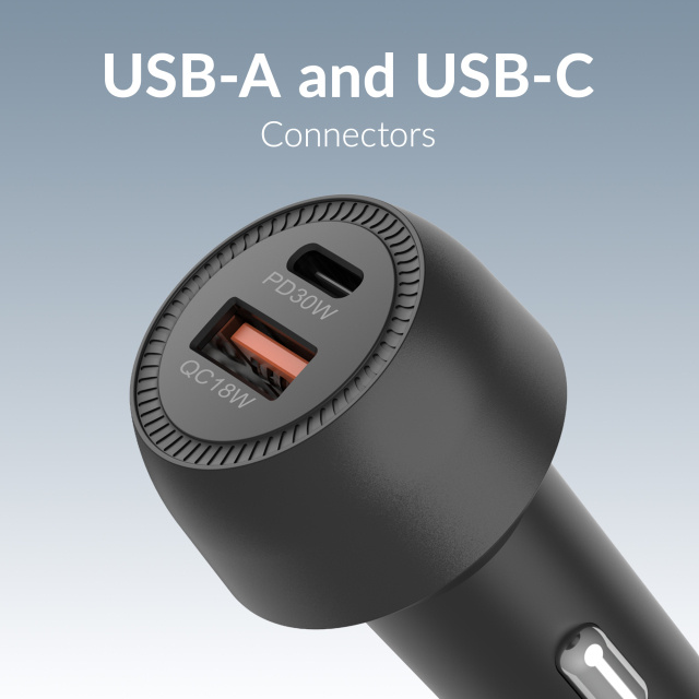 Mobilize Mobilize Autolader USB + USB-C 48W met PD, PPS en Quick Charge - Zwart