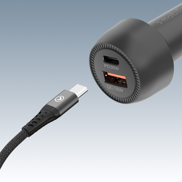 Mobilize Mobilize Autolader USB + USB-C 48W met PD, PPS en Quick Charge - Zwart