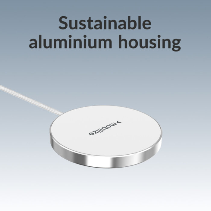 Mobilize Mobilize Magnetische Draadloze Oplader 25W Qi2.2 MagSafe - Wit Aluminium