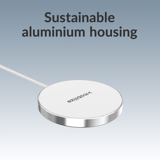 Mobilize Mobilize Magnetische Draadloze Oplader 25W Qi2.2 MagSafe - Wit Aluminium