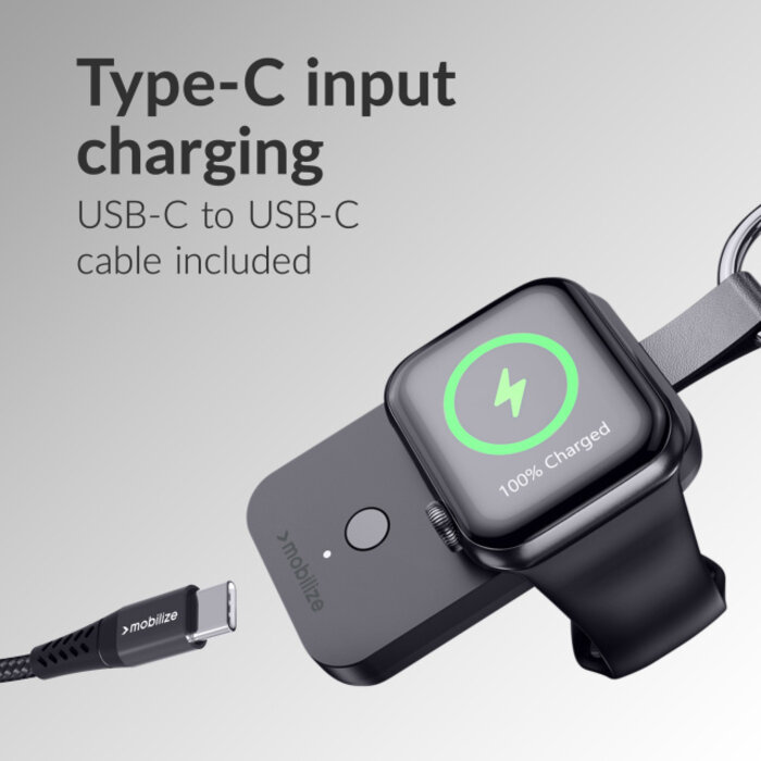 Mobilize Mobilize Sleutelhanger Powerbank voor Apple Watch 1000mAh 3W Zwart