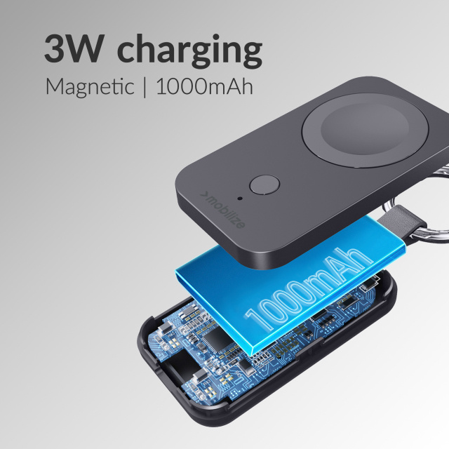 Mobilize Mobilize Sleutelhanger Powerbank voor Apple Watch 1000mAh 3W Zwart