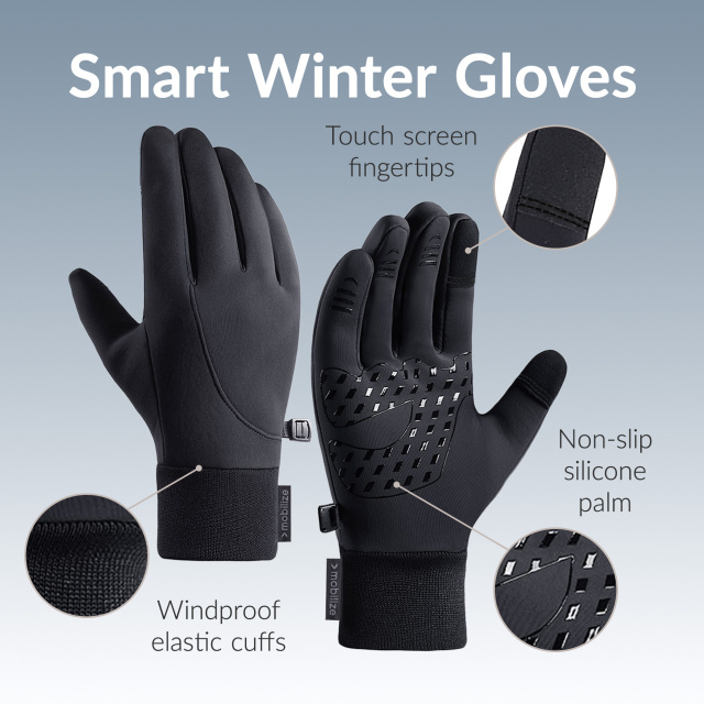 Mobilize Mobilize Smart Winter Gloves Touchscreen Handschoenen - Maat L - Zwart