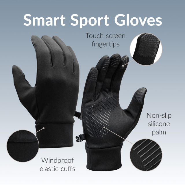 Mobilize Mobilize Smart Sports Gloves - Touchscreen Sporthandschoenen - Maat M - Zwart