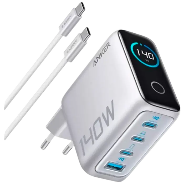 Anker Anker 140W USB-C Snellader 3 Poorten + USB-C Kabel - Zilver