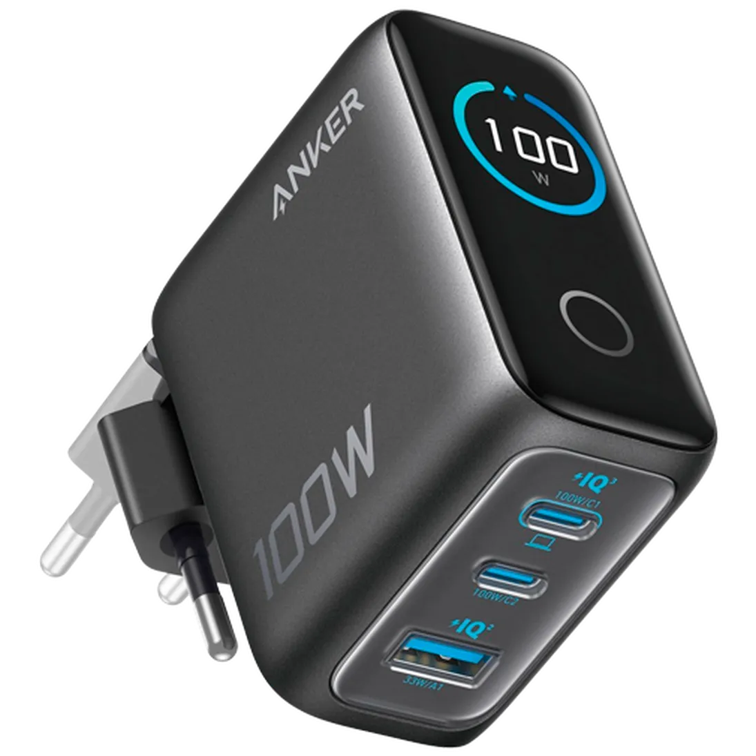 Anker Anker Dual USB-C + USB-A Snellader 100W Zwart inclusief Kabel
