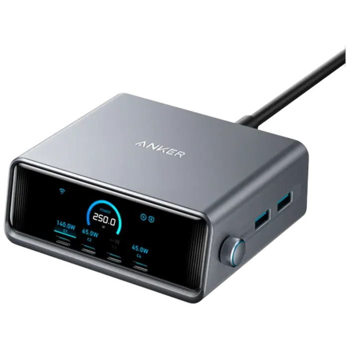 Anker Anker Prime 6-In-1 Snellader 250W Zwart - 4x USB-C & 2x USB-A