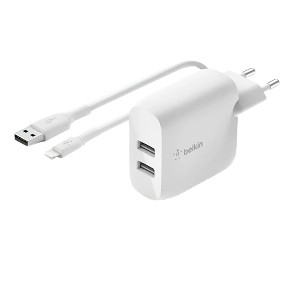 Belkin Belkin Boost Charge Dual USB Oplader 24W + Lightning Kabel Wit