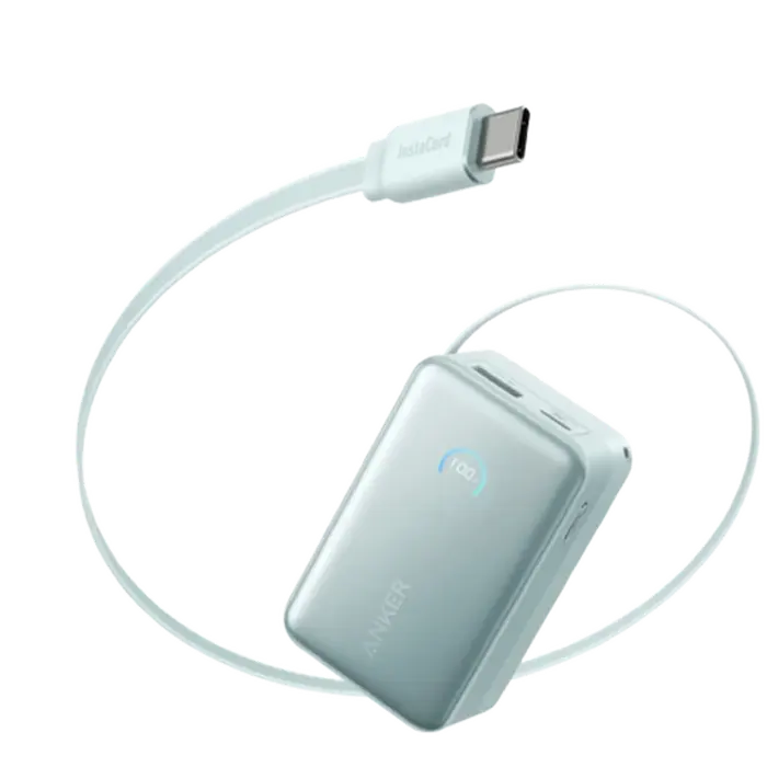 Anker Anker Nano Powerbank 10.000mAh Blauw met Uitschuifbare Kabel