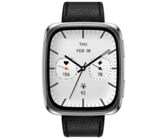 Amazfit Amazfit Active 2 Square Smartwatch Zilver - Met Zwarte Leren Band
