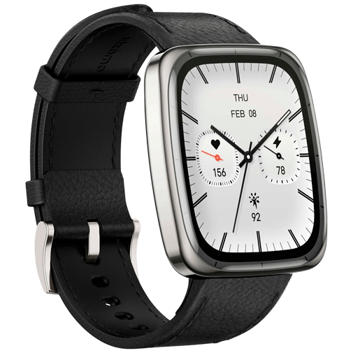 Amazfit Amazfit Active 2 Square Smartwatch Zilver - Met Zwarte Leren Band, foto 3 van 6