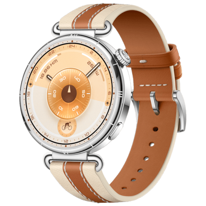 Huawei Huawei Watch GT 6 41mm Smartwatch Zilver - Bruine Lederen Band