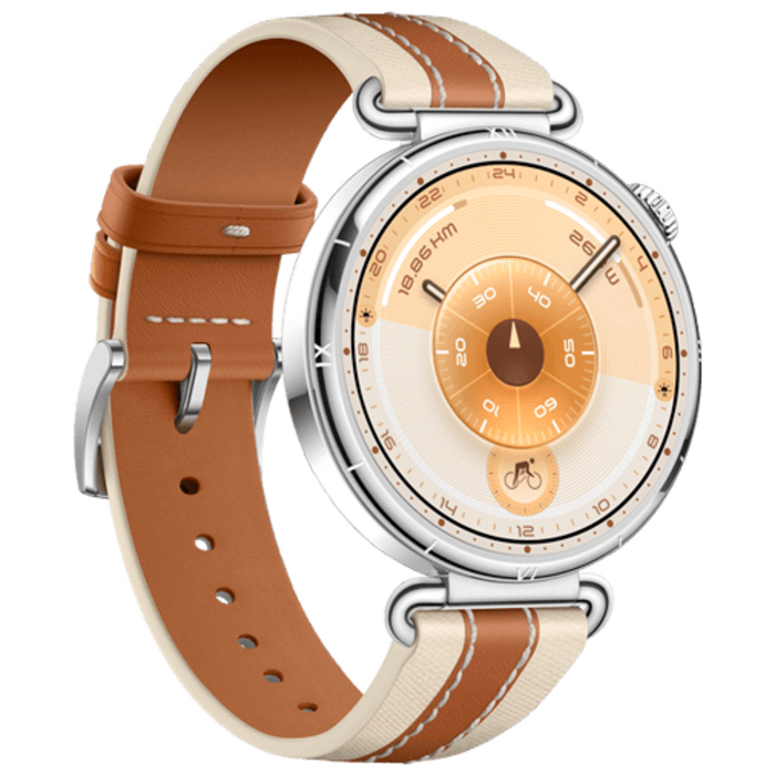 Huawei Huawei Watch GT 6 41mm Smartwatch Zilver - Bruine Lederen Band