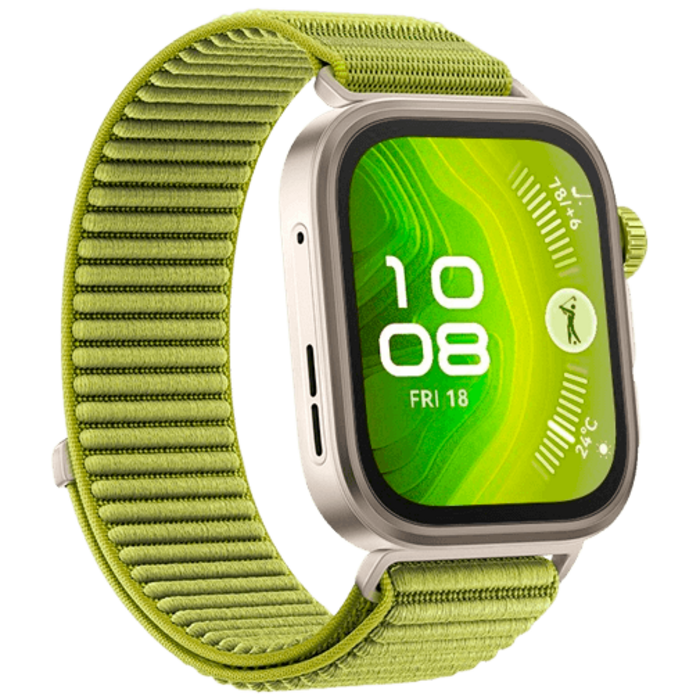 Huawei Huawei Watch Fit 4 Pro Goud met Groene Nylon Band