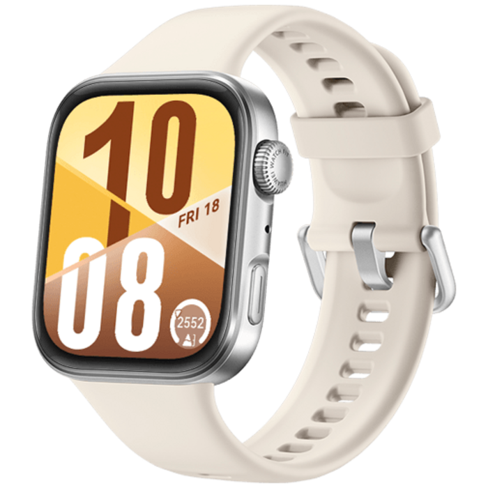 Huawei Huawei Watch Fit 4 Smartwatch - Zilver met Witte Rubberen Band