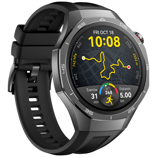 Huawei Huawei Watch GT 5 Pro 46mm Smartwatch - Zwart (Rubberen Band)