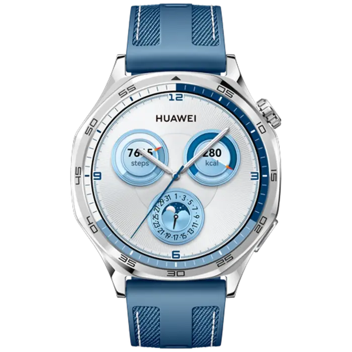 Huawei Huawei Watch GT 5 46mm Smartwatch - Zilver met Blauwe Textiel Band