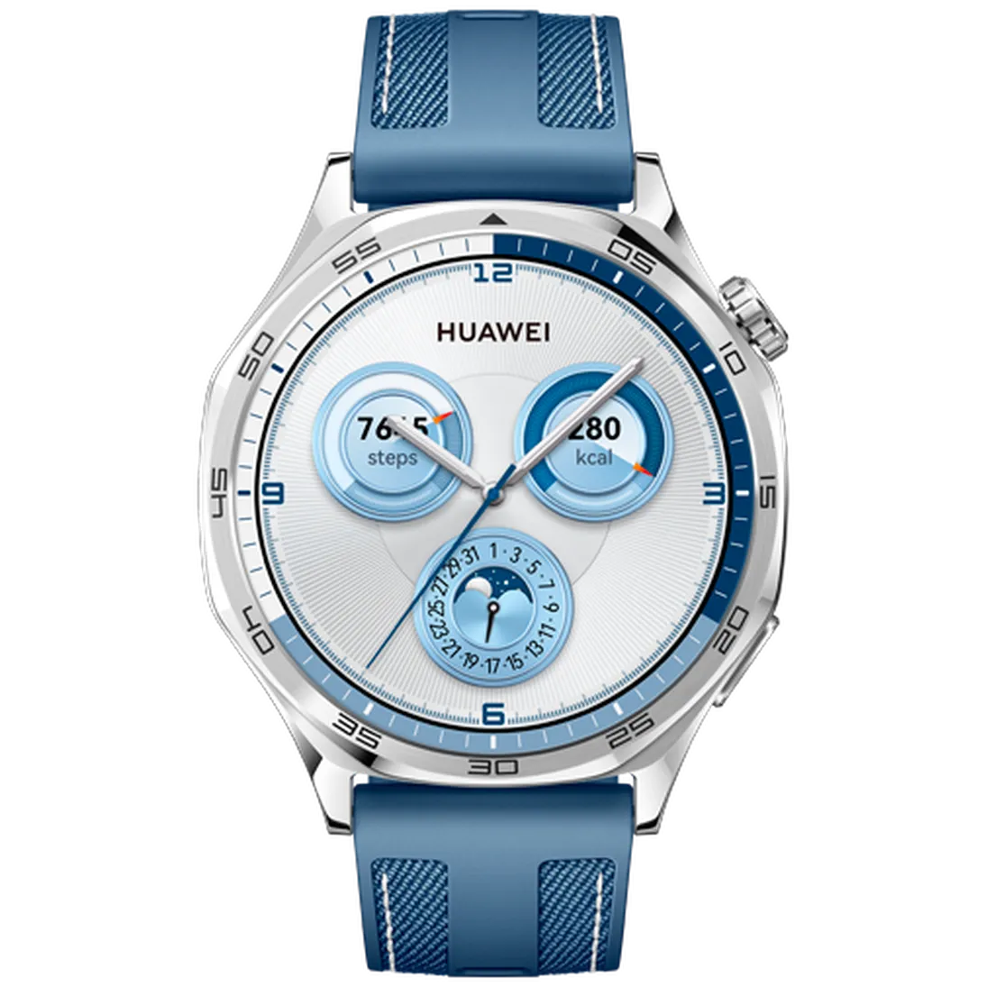 Huawei Huawei Watch GT 5 46mm Smartwatch - Zilver met Blauwe Textiel Band